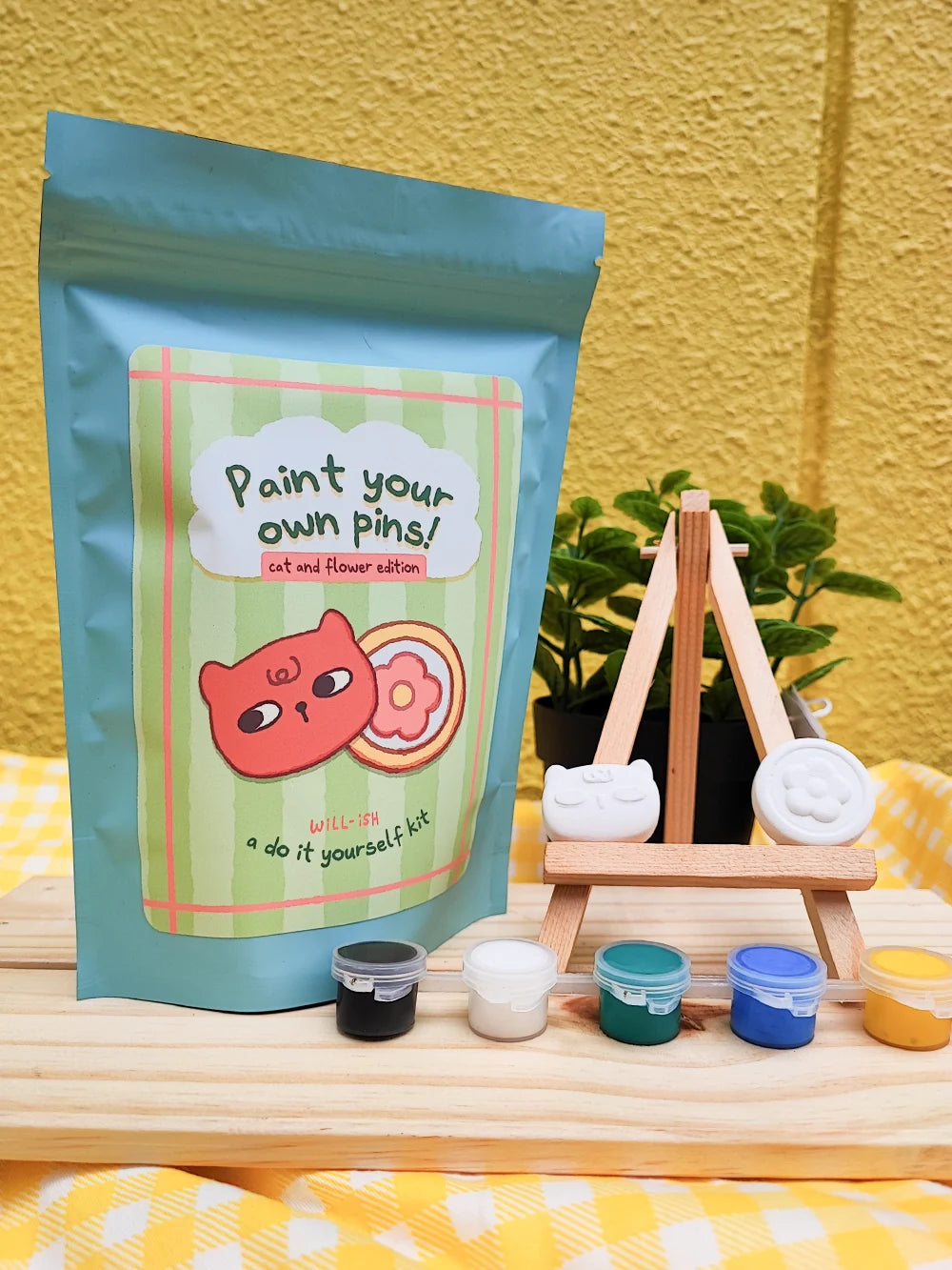 Cat and Flower Pin Paint Kit