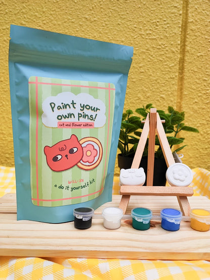 Cat and Flower Pin Paint Kit